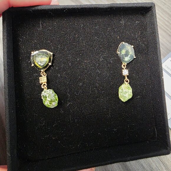 Budhagirl Jewelry - Emerald mini moon drop earring